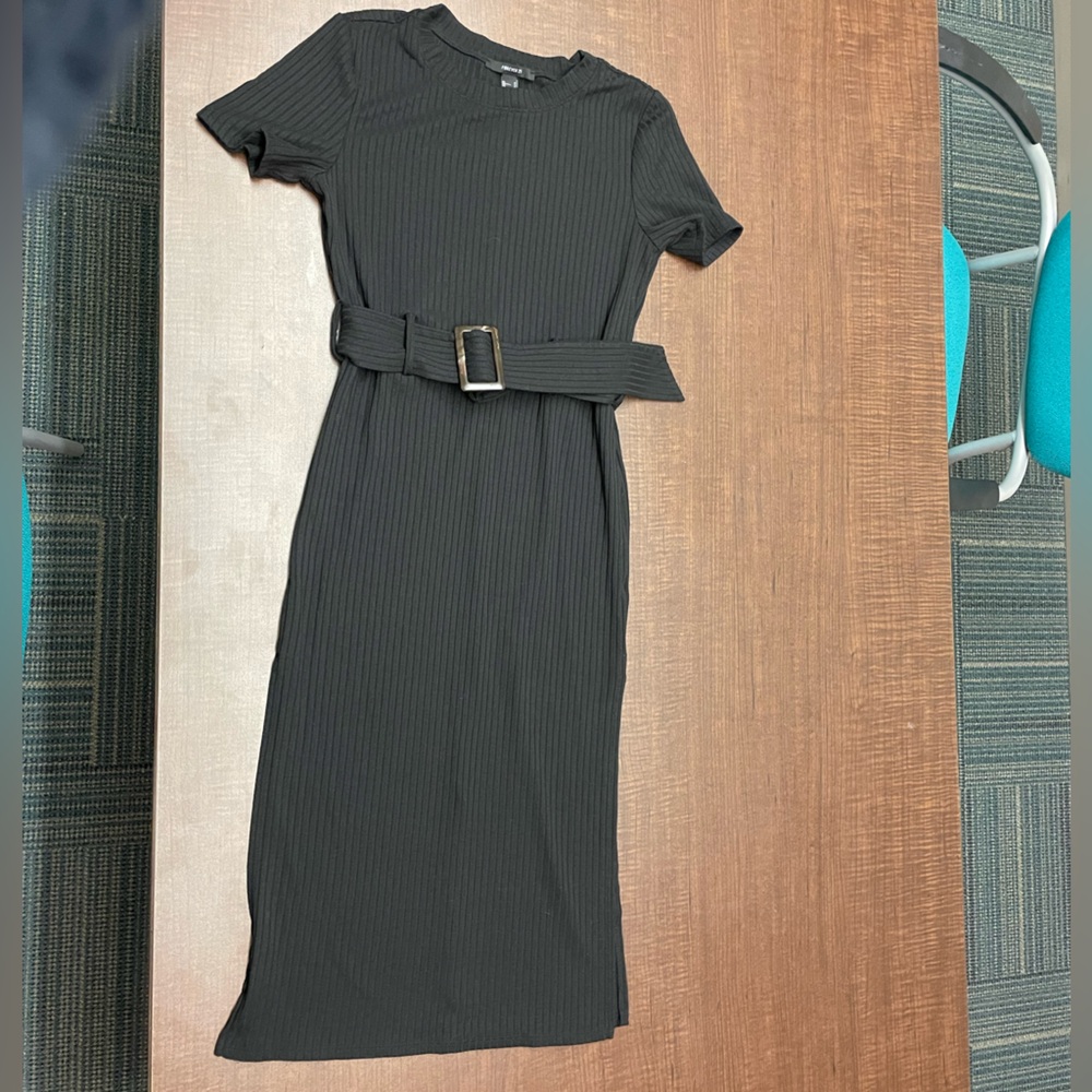 Belted Black Dress Ribbed.